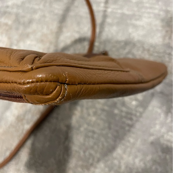 Tignanello Brown Genuine Pebble Leather Crossbody Bag W/ Organizer Wallet Pocket - Picture 9 of 13